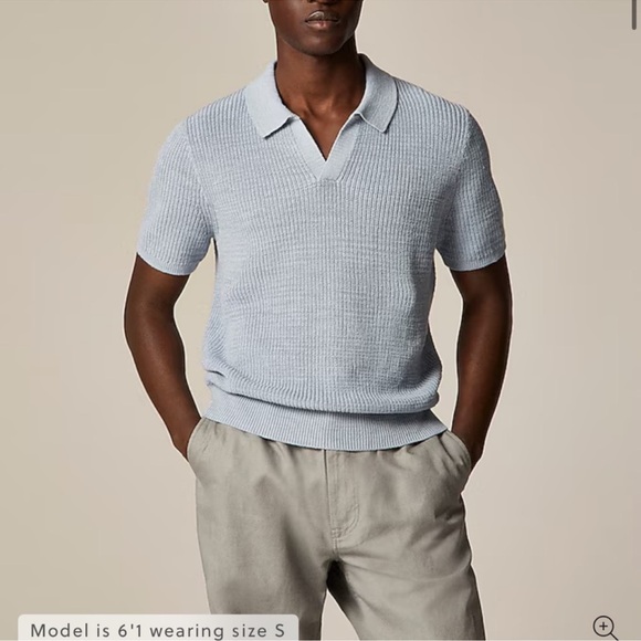 J.Crew Short-sleeve linen-cotton blend johnny-collar sweater-polo